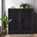 PexFix 31 Armoire d'appoint en bois, Buffet de rangement moderne avec 2 portes et étagère réglable pour salon, salle à manger, entrée, Noir