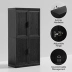 PexFix 31 Armoire d'appoint en bois, Buffet de rangement moderne avec 2 portes et étagère réglable pour salon, salle à manger, entrée, Noir