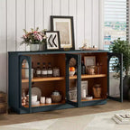 GDFStudio Henley, Credenza a 4 ante con ante in vetro ad arco e ripiani regolabili