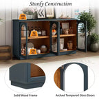 GDFStudio Henley, Credenza a 4 ante con ante in vetro ad arco e ripiani regolabili