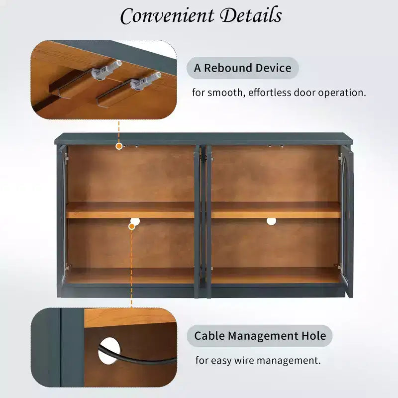 GDFStudio Henley, Credenza a 4 ante con ante in vetro ad arco e ripiani regolabili