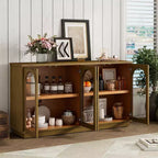 GDFStudio Henley, Credenza a 4 ante con ante in vetro ad arco e ripiani regolabili