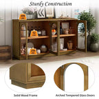 GDFStudio Henley, Credenza a 4 ante con ante in vetro ad arco e ripiani regolabili