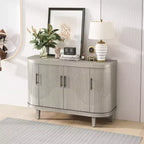 Madia contenitore moderna con accenti, credenza a buffet curva con 4 ante, ripiani regolabili, mobiletto bar per soggiorno, corridoio