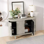 Madia contenitore moderna con accenti, credenza a buffet curva con 4 ante, ripiani regolabili, mobiletto bar per soggiorno, corridoio