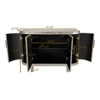 Madia contenitore moderna con accenti, credenza a buffet curva con 4 ante, ripiani regolabili, mobiletto bar per soggiorno, corridoio