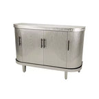 Madia contenitore moderna con accenti, credenza a buffet curva con 4 ante, ripiani regolabili, mobiletto bar per soggiorno, corridoio