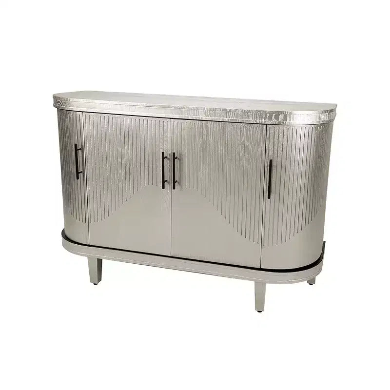 Madia contenitore moderna con accenti, credenza a buffet curva con 4 ante, ripiani regolabili, mobiletto bar per soggiorno, corridoio