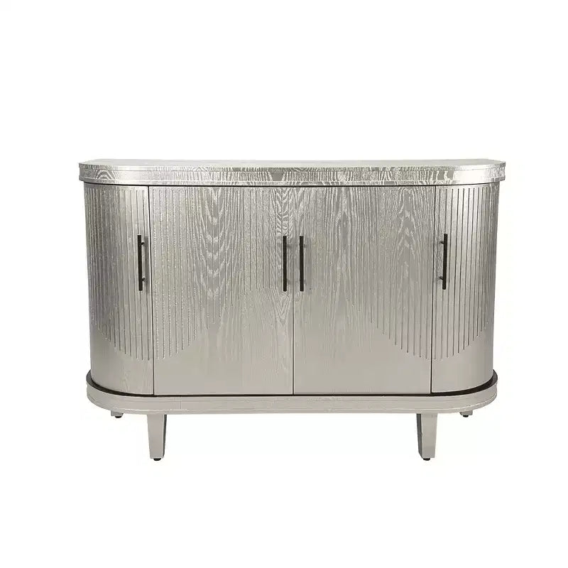 Madia contenitore moderna con accenti, credenza a buffet curva con 4 ante, ripiani regolabili, mobiletto bar per soggiorno, corridoio