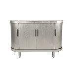 Madia contenitore moderna con accenti, credenza a buffet curva con 4 ante, ripiani regolabili, mobiletto bar per soggiorno, corridoio
