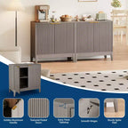 Madia moderna scanalata da 80 cm con 2 ante - Credenza in stile Mid-Century, mobile bar e consolle per cucina, sala da pranzo, ingresso