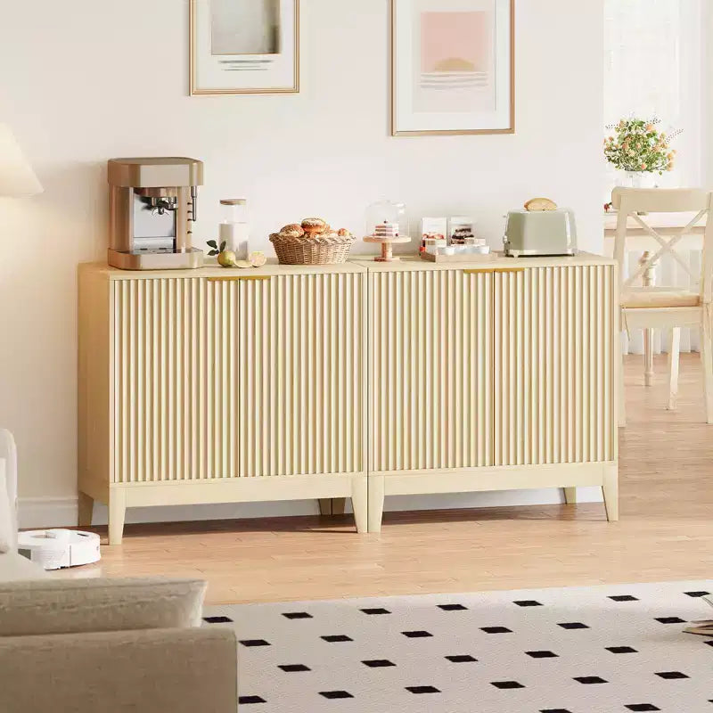 Madia moderna scanalata da 80 cm con 2 ante - Credenza in stile Mid-Century, mobile bar e consolle per cucina, sala da pranzo, ingresso