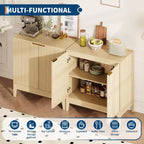 Madia moderna scanalata da 80 cm con 2 ante - Credenza in stile Mid-Century, mobile bar e consolle per cucina, sala da pranzo, ingresso