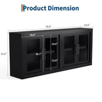 Buffet de cuisine d'appoint moderne GustoWave avec 4 portes vitrées, noir