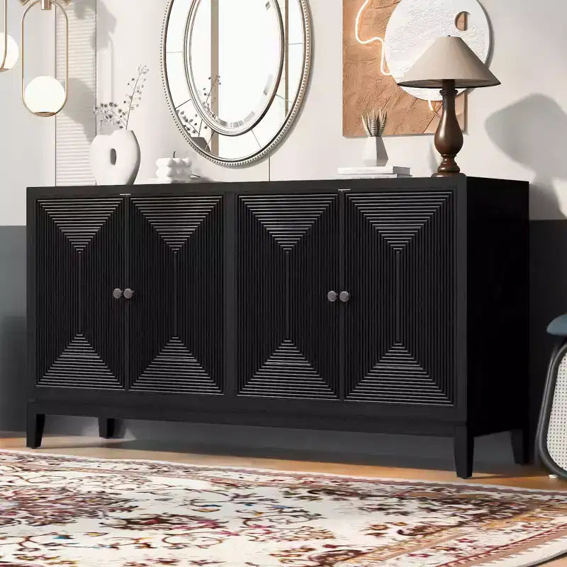 59.8-Inch Stylish Storage Cabinet/Dining Unit Features a Vertical Design and is Suitable for Studies, Entryways, and Living Rooms.