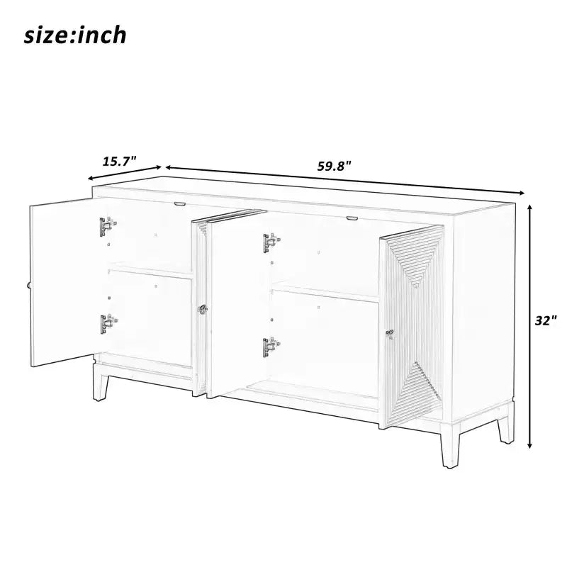 Mobile Contenitore/Madia di 151,9 cm di Larghezza con Design Verticale, Adatto per Studi, Ingressi e Soggiorni.