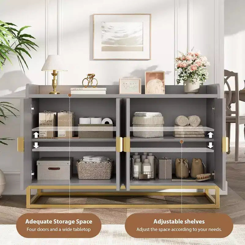 Credenza Buffet con Mobile Contenitore Madia Accento con 4 Ante 120 cm di Larghezza Credenza Smerlata Moderna Tavolo Buffet Mobile TV