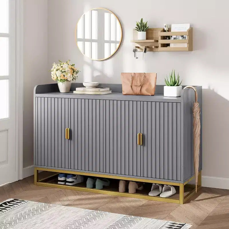 Credenza Buffet con Mobile Contenitore Madia Accento con 4 Ante 120 cm di Larghezza Credenza Smerlata Moderna Tavolo Buffet Mobile TV
