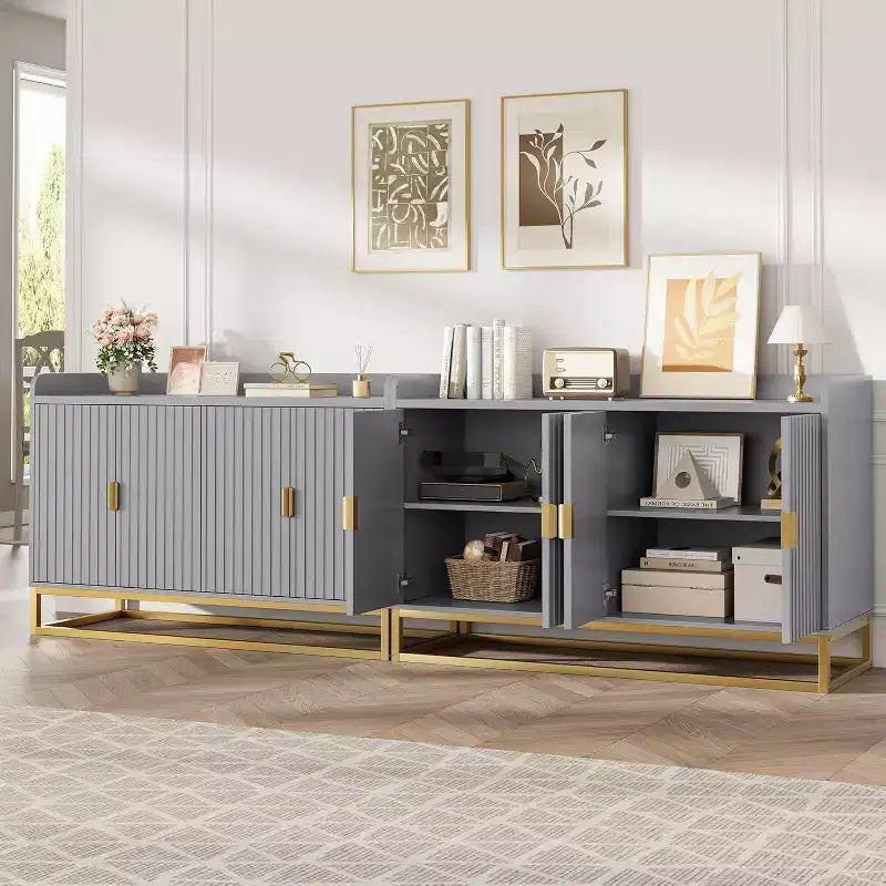 Credenza Buffet con Mobile Contenitore Madia Accento con 4 Ante 120 cm di Larghezza Credenza Smerlata Moderna Tavolo Buffet Mobile TV