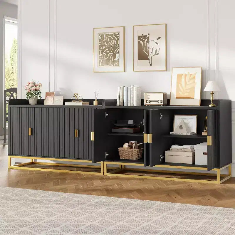 Credenza Buffet con Mobile Contenitore Madia Accento con 4 Ante 120 cm di Larghezza Credenza Smerlata Moderna Tavolo Buffet Mobile TV