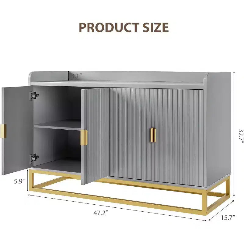 Credenza Buffet con Mobile Contenitore Madia Accento con 4 Ante 120 cm di Larghezza Credenza Smerlata Moderna Tavolo Buffet Mobile TV