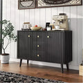 47 Sideboard Buffet Cabinet with Drawers, Fluted Accent Storage Cabinet with 2 Doors and 3 Drawers, Black