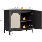 Meuble buffet en rotin avec portes de rangement et étagère réglable pour salon et couloir