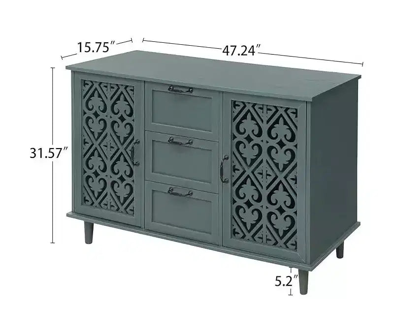 Dispensa da Cucina con 2 Ante, Credenza a 3 Cassetti, Consolle per Soggiorno, Camera da Letra, Cucina
