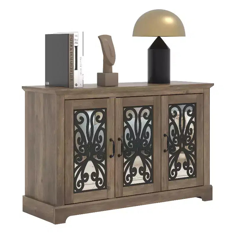Credenza a 3 ante Galano con vano a giorno a specchio 116 cm L x 40 cm P x 74 cm H