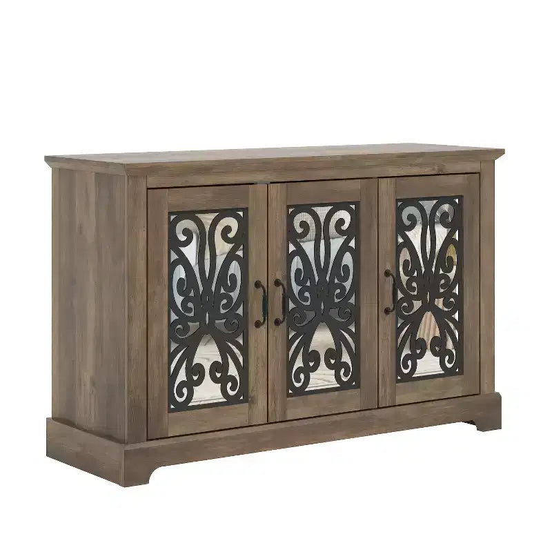 Credenza a 3 ante Galano con vano a giorno a specchio 116 cm L x 40 cm P x 74 cm H