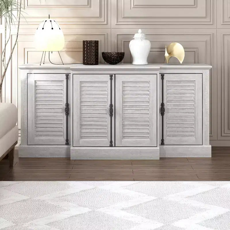 Galano sideboard with louvered doors in gray 60.4 W  18.2 D  29.3 H