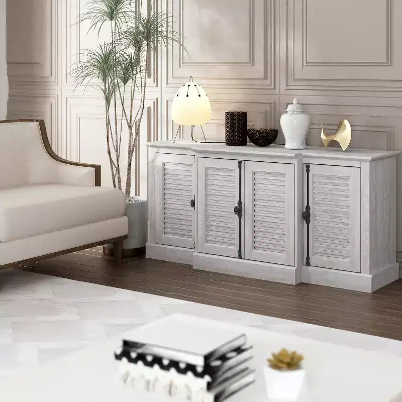 Credenza Galano con ante a persiana in grigio 60,4 L 18,2 P 29,3 H