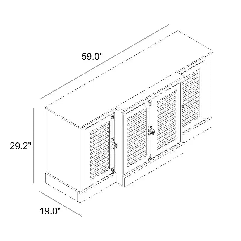 Credenza Galano con ante a persiana in grigio 60,4 L 18,2 P 29,3 H