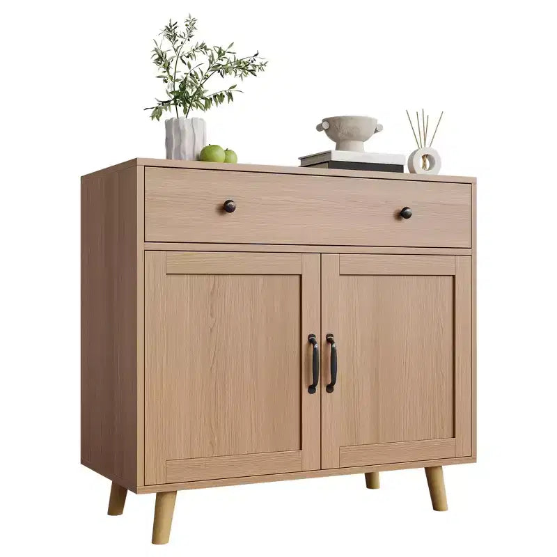 Mobile buffet COZONY con contenitore, Tavolo consolle da caffè, Credenza con cassetto e ante, Credenza in legno con consolle