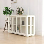 MAYEERTY Mobile da cucina bianco, Design con ante in vetro per esposizione e conservazione