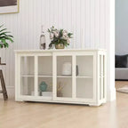 MAYEERTY Mobile da cucina bianco, Design con ante in vetro per esposizione e conservazione