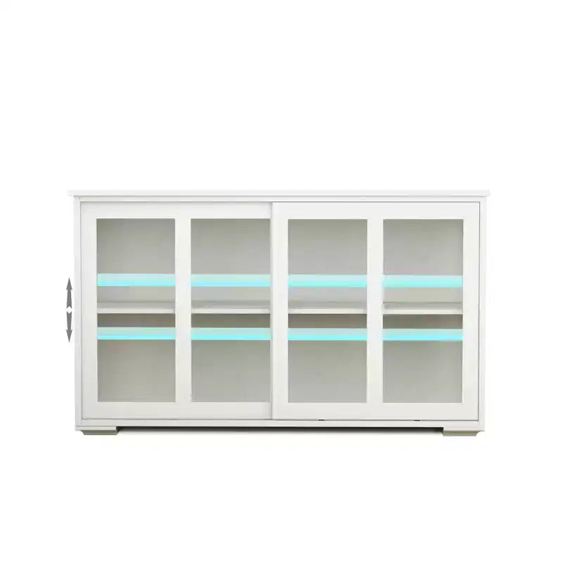 MAYEERTY Mobile da cucina bianco, Design con ante in vetro per esposizione e conservazione