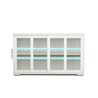 MAYEERTY Mobile da cucina bianco, Design con ante in vetro per esposizione e conservazione