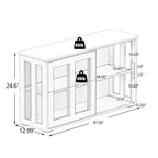 MAYEERTY Mobile da cucina bianco, Design con ante in vetro per esposizione e conservazione
