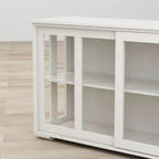 MAYEERTY Mobile da cucina bianco, Design con ante in vetro per esposizione e conservazione