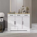 MAYEERTY White Farmhouse Buffet Cabinet, 3 Drawers 3 Doors Storage Sideboard for Dining Room