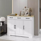 MAYEERTY Madia bianca da fattoria, 3 cassetti 3 ante, credenza contenitore per sala da pranzo