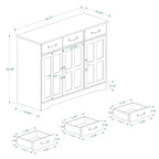 MAYEERTY Madia bianca da fattoria, 3 cassetti 3 ante, credenza contenitore per sala da pranzo