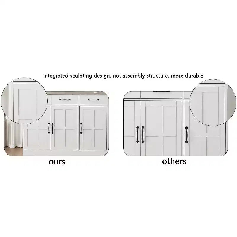 MAYEERTY Madia bianca da fattoria, 3 cassetti 3 ante, credenza contenitore per sala da pranzo