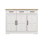MAYEERTY Madia bianca da fattoria, 3 cassetti 3 ante, credenza contenitore per sala da pranzo