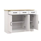 MAYEERTY Madia bianca da fattoria, 3 cassetti 3 ante, credenza contenitore per sala da pranzo