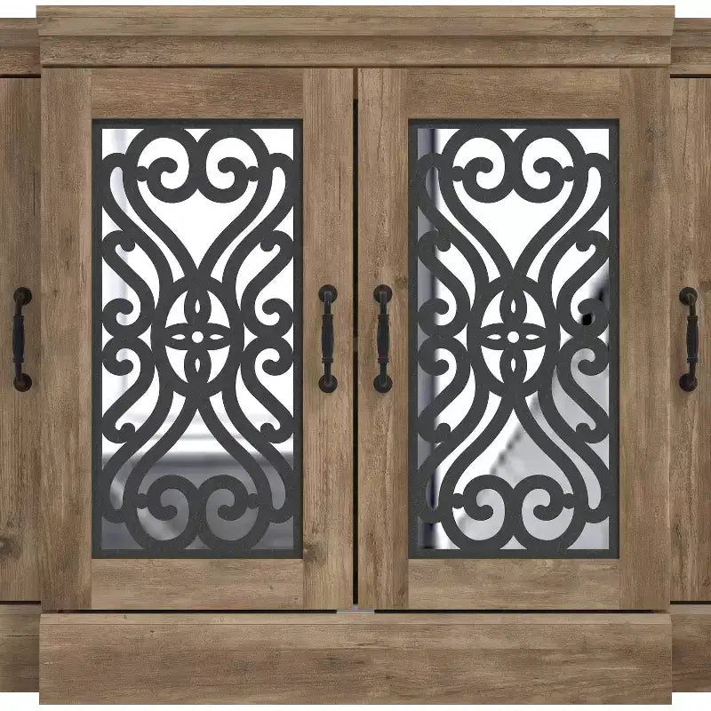 Buffet 4 portes Galano avec rangements découpés en miroir 60,4 L 18,2 P 29,3 H