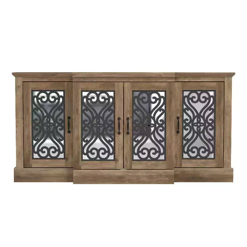 Buffet 4 portes Galano avec rangements découpés en miroir 60,4 L 18,2 P 29,3 H