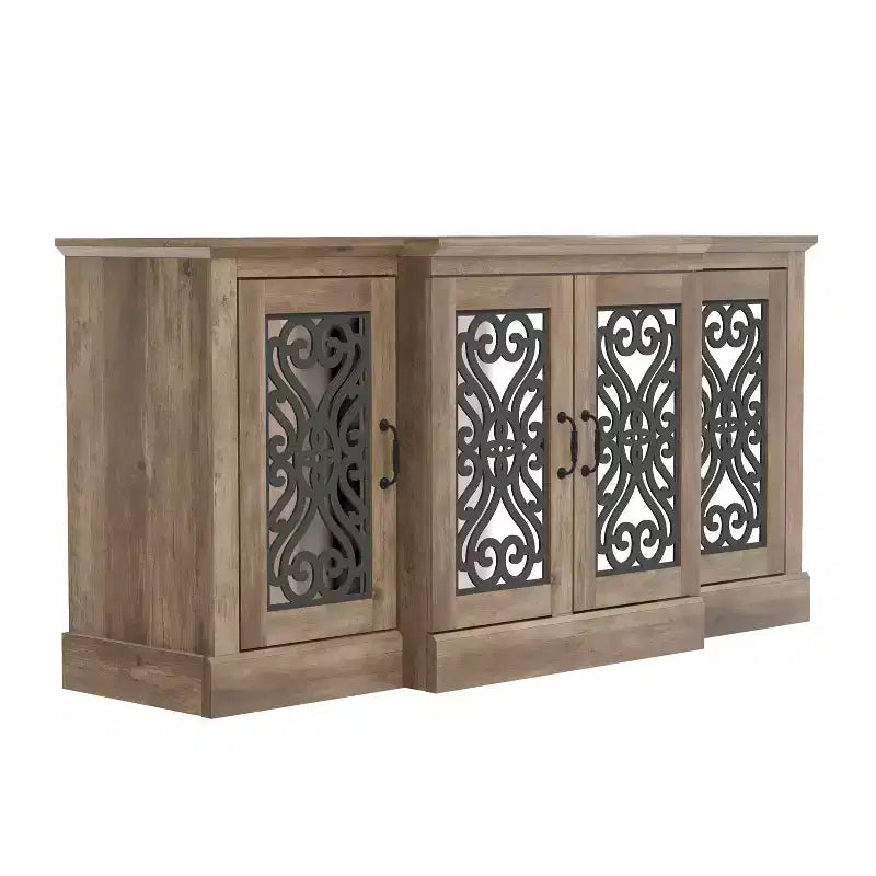 Buffet 4 portes Galano avec rangements découpés en miroir 60,4 L 18,2 P 29,3 H