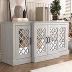 Buffet d'appoint Galano à 4 portes avec portes découpées en miroir 60,4 L x 18,2 P x 29,3 H